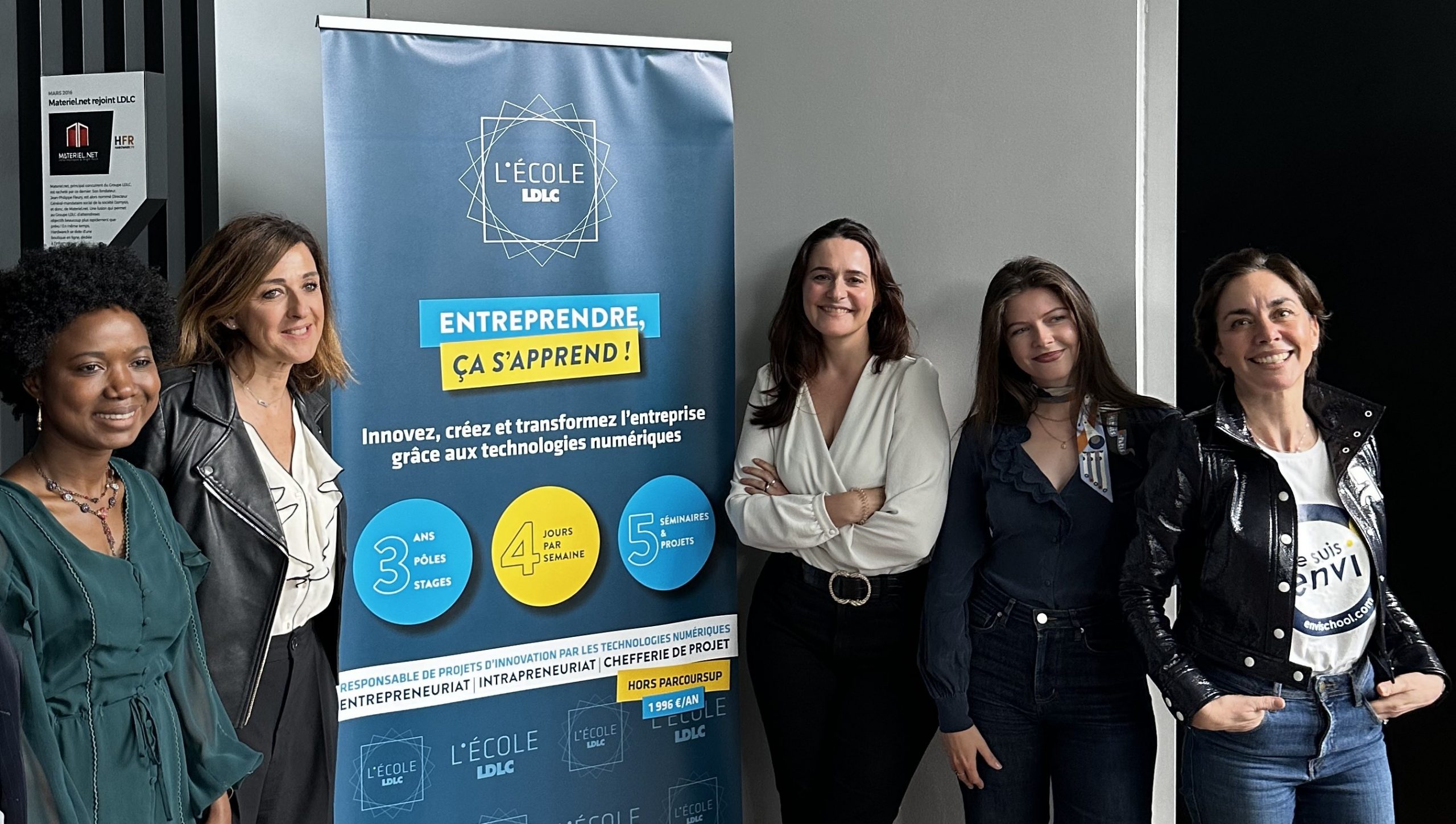 Laurence Lacombe, Catherine Barba, Isabelle Lamaison Donato, Houleymatou Baldé et Mathilde Grandi lors de la table ronde "Tech & Entrepreneuriat au féminin".